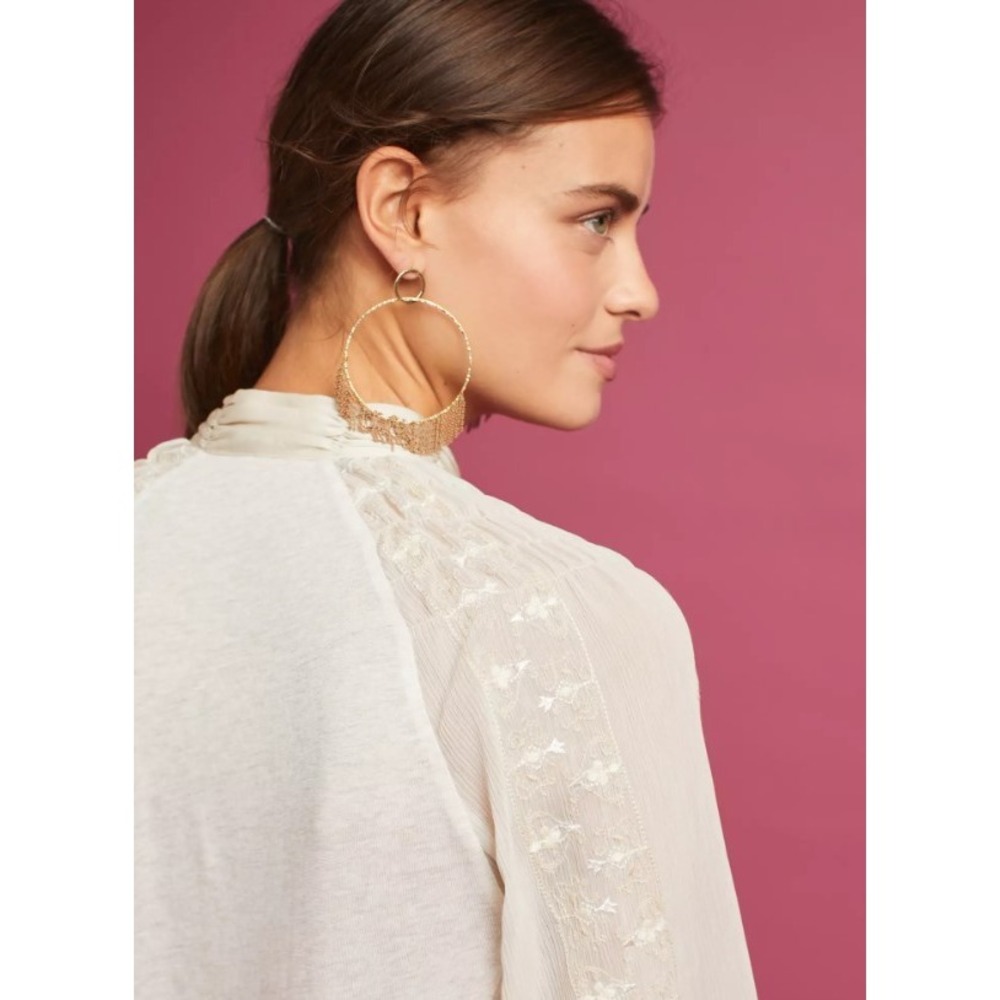 TINY Anthropologie Maud Victorian Cutout Top Embroidered Women's Small Romantic - Picture 4 of 12